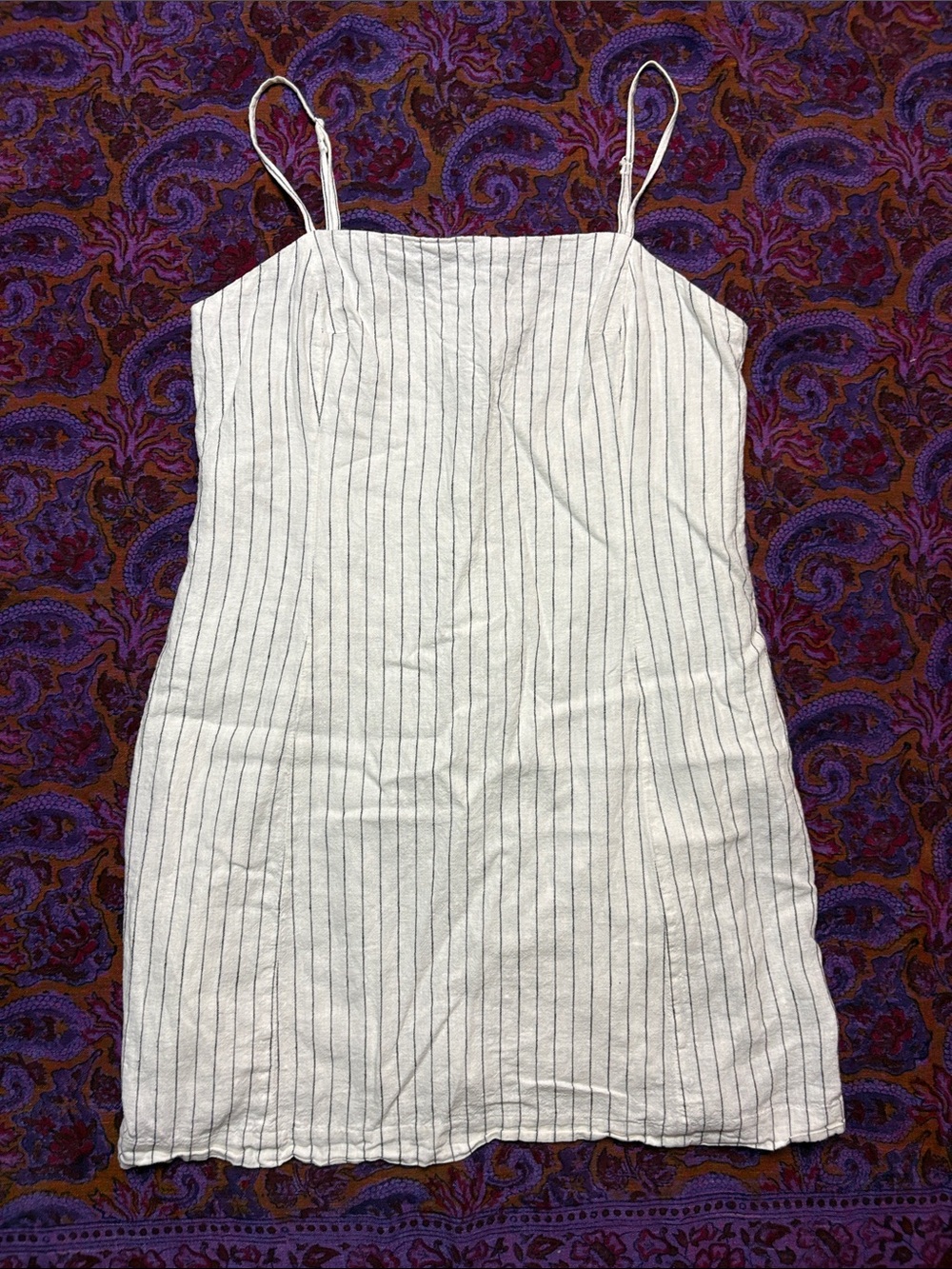 White pinstriped mini dress